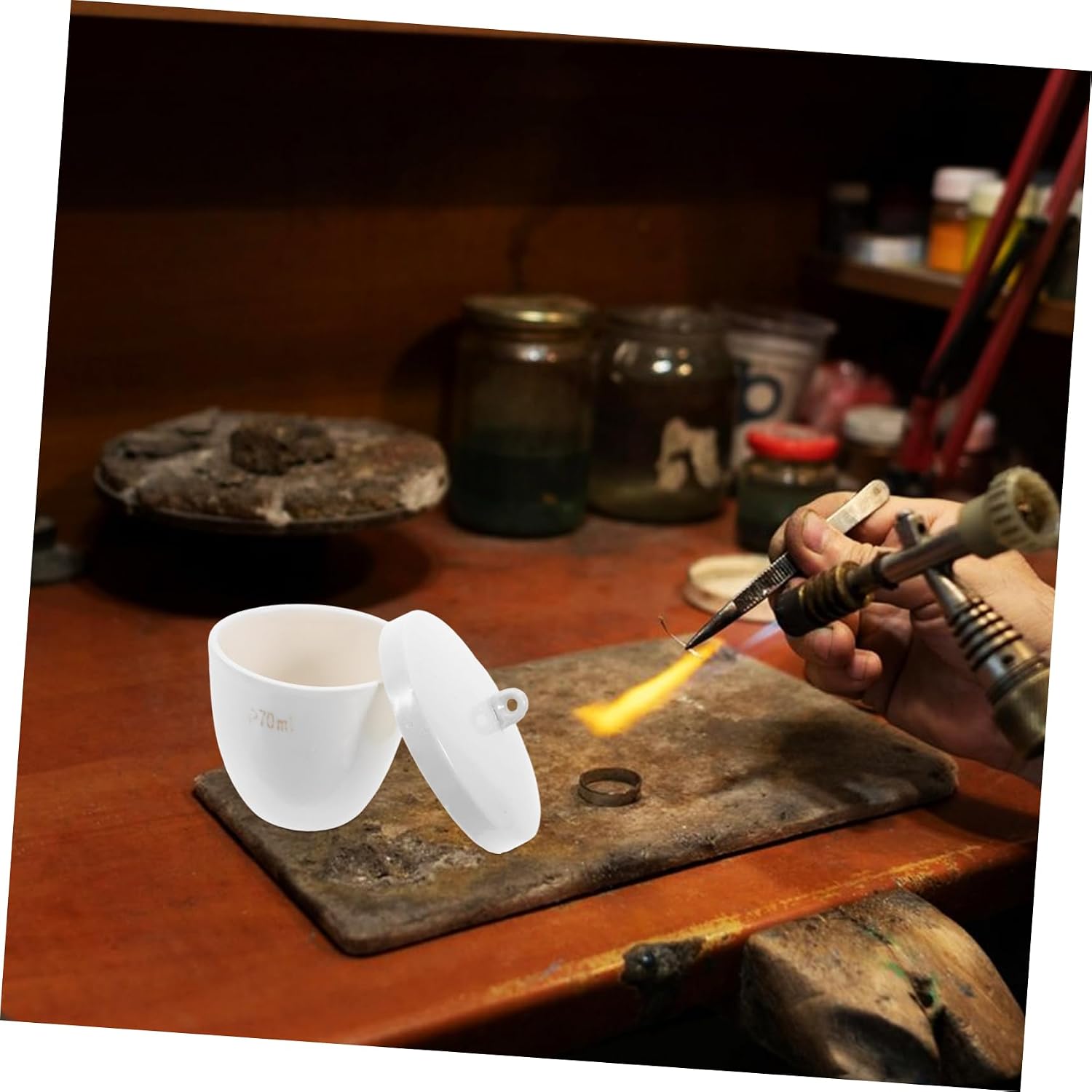 2pcs High Temperature Ceramic Crucible with Lid Porcelain Lab Equipment for Melting and Casting for School Experiments and Chemical Analysis