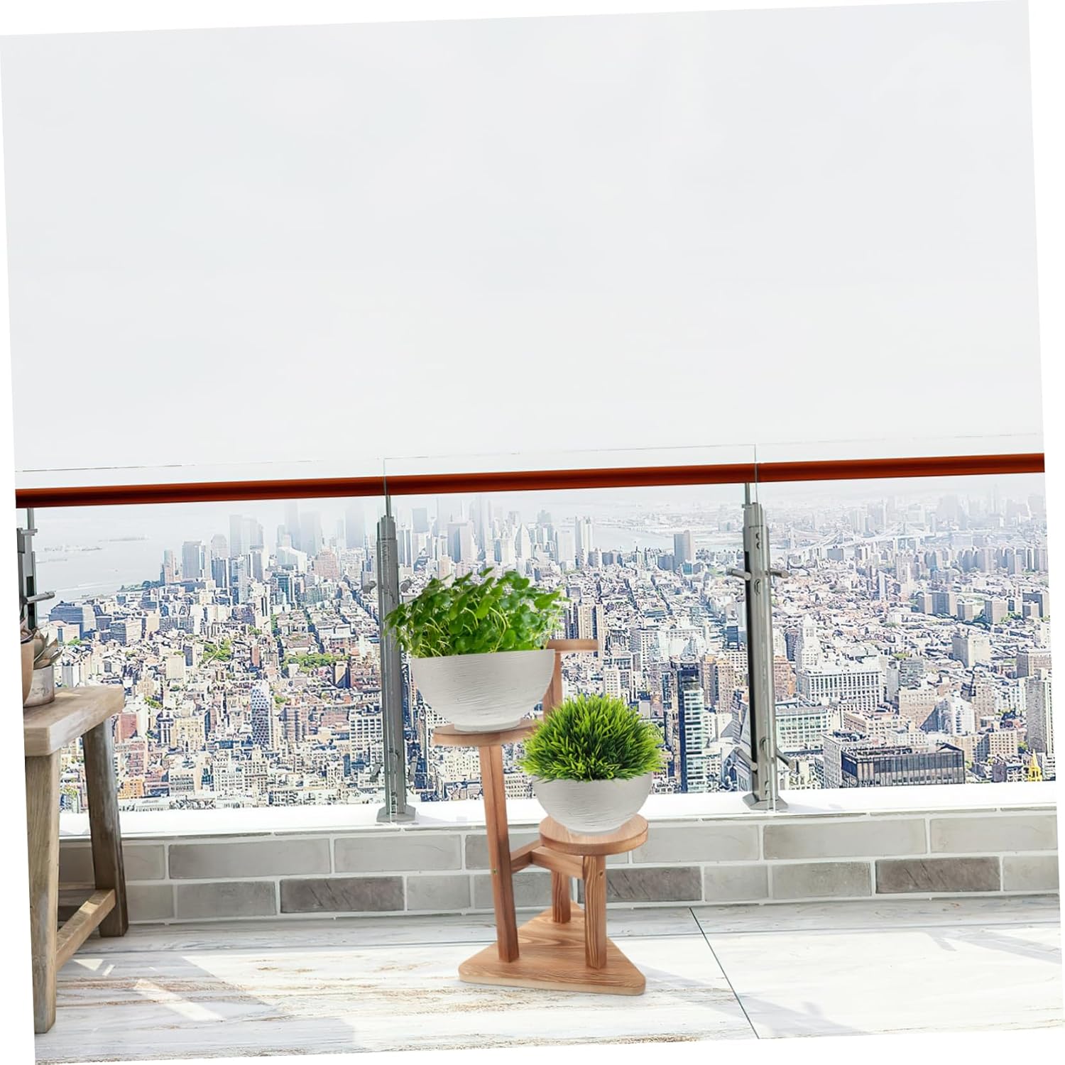 Hemoton Tall Plant Stand Multi-tiered Display Shelf for Use for Corner Spaces Rustic Finish Wood Construction for Flower Pots and