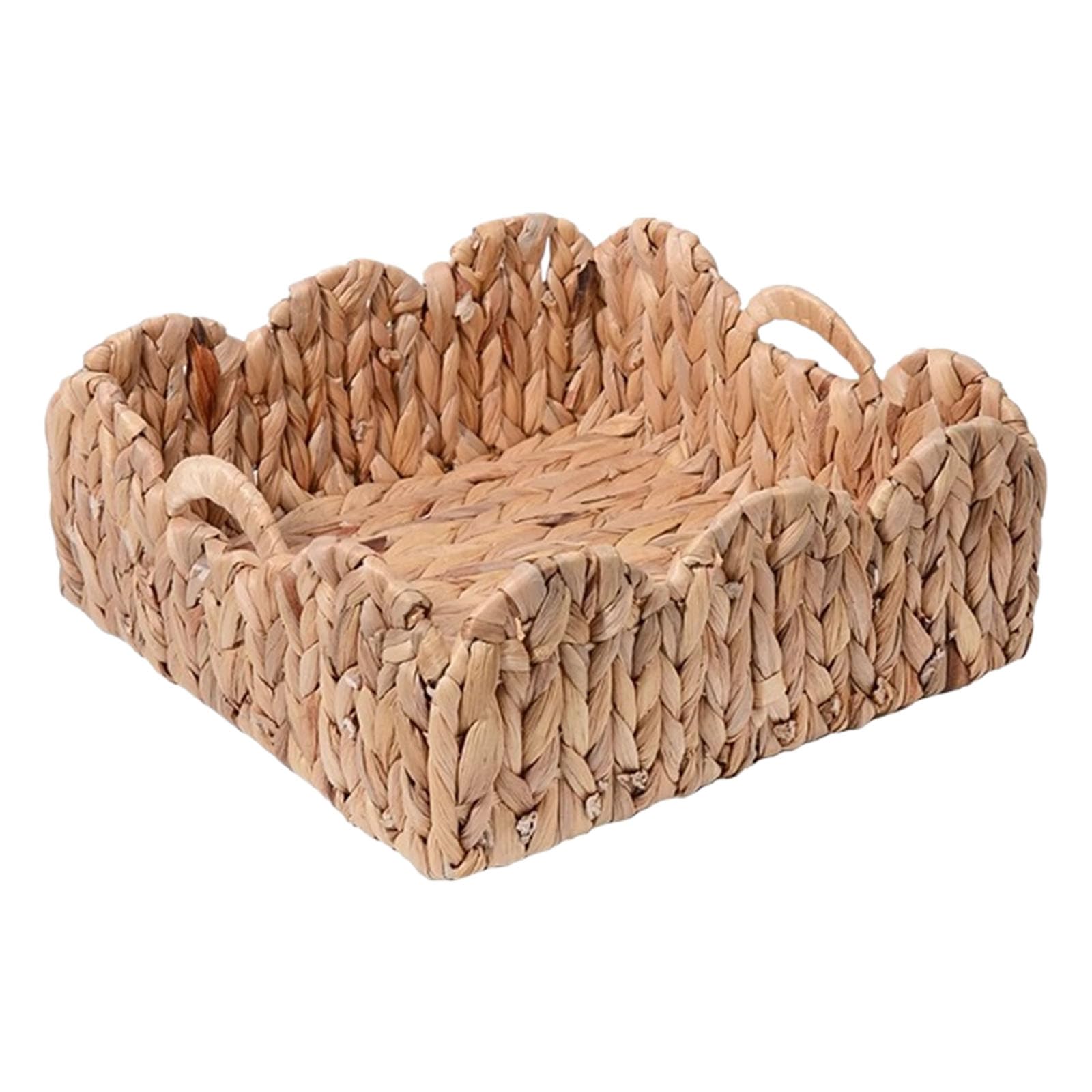 Artistic Water Hyacinth Basket Breathable Handwoven Container with Lace Border Home Decoration Organizers Multipurpose Storage Basket