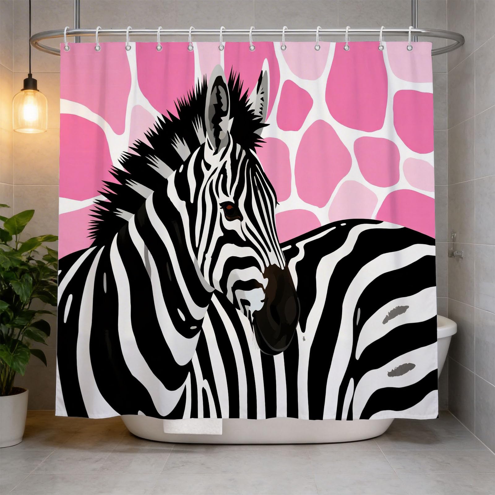 Hongduo 3D Zebra Shower Curtain for Stalls Bathtubs Child Bathroom Decor Shower Curtain Set Polyester Fabric Waterproof 180x200cm/71X79 Inch with Hooks