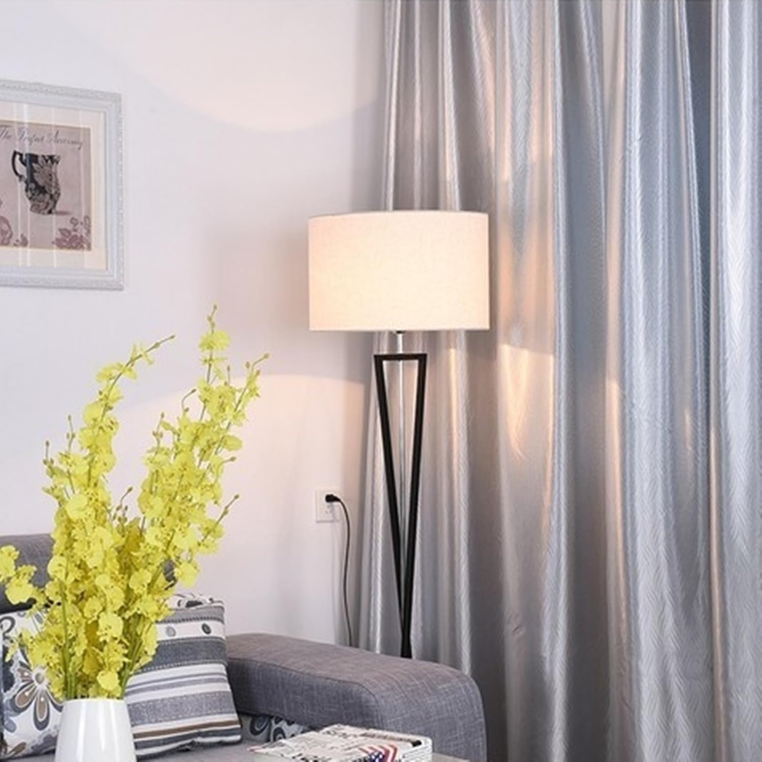 Fabric Lamp Shade Modern Fabric Drum Light Shade for Ceiling Lights Table Lamps and Floor Lamps Pendant Light Shades Ceiling for Living Room Bedroom Cylindrical Shades for Lamp 26x19 cm (Linen) - Image 2