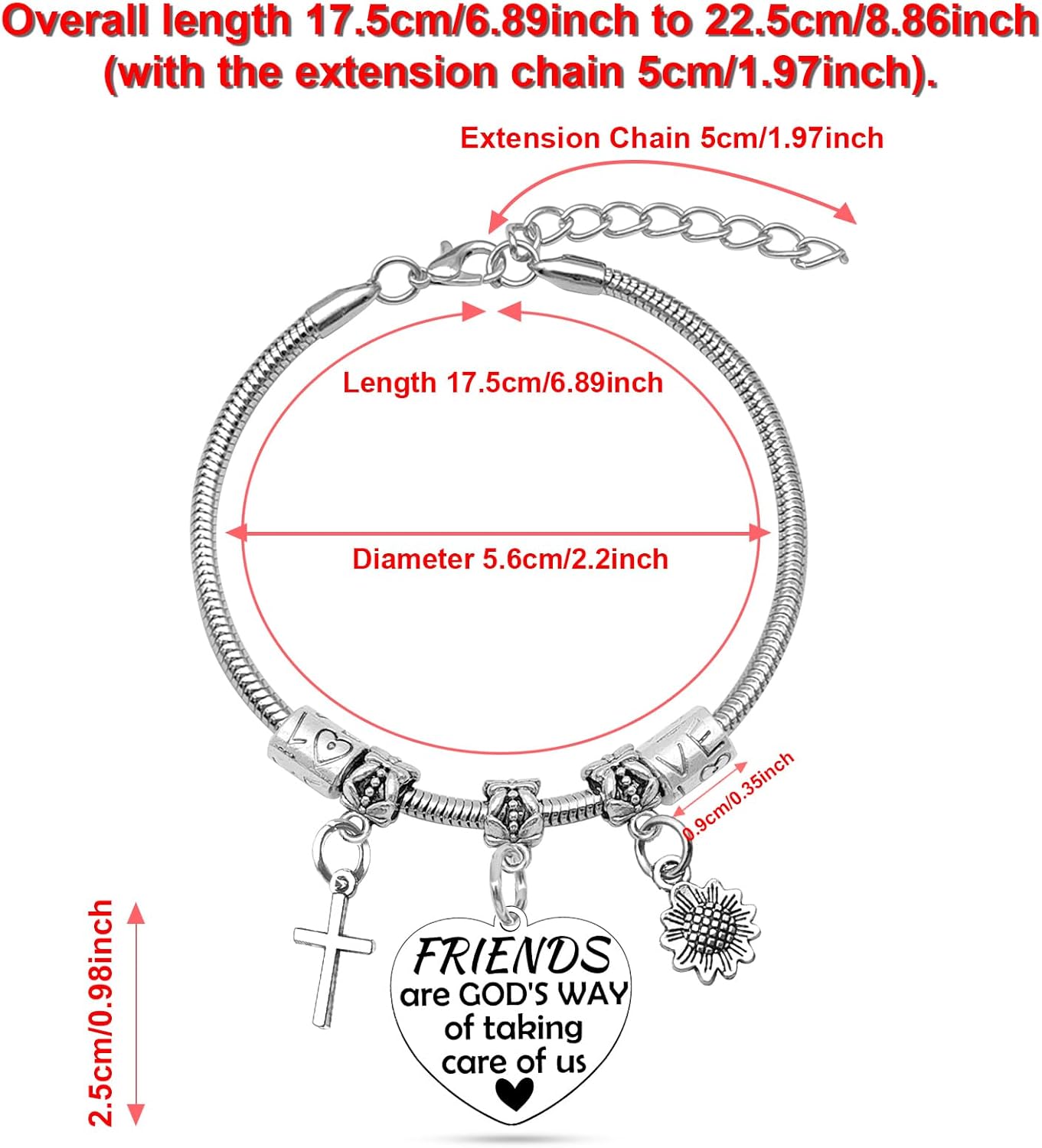 Christian Gift Bracelets for Friends Stainless Steel Bracelet Baptism Gifts for Women Bracelet Gift for Friends Encouragement Gifts Bracelets for Friend Sisters Bestie Christmas Birthday Presents - Image 4