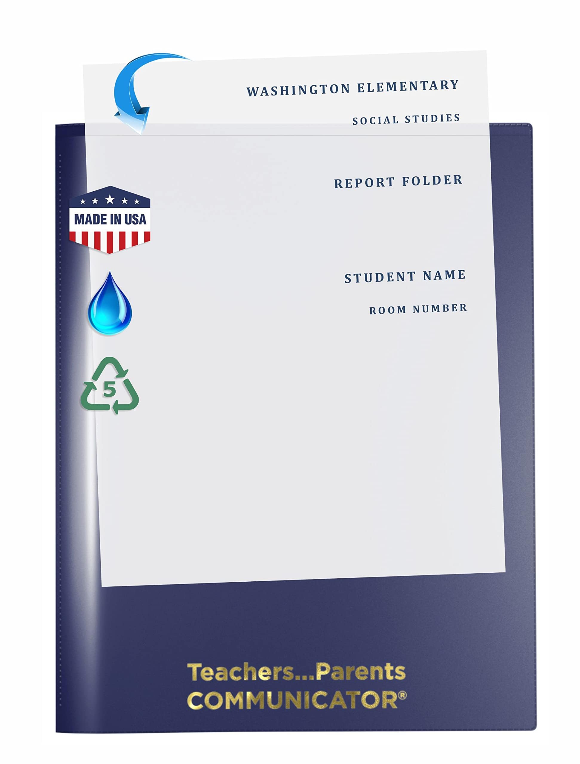 Nicky's Folders® English Communicator, carpeta para padres y profesores, plástico flexible patentado, resistente al desgarro, 2 bolsillos interiores, 2 fundas exteriores, papel tamaño carta, un solo