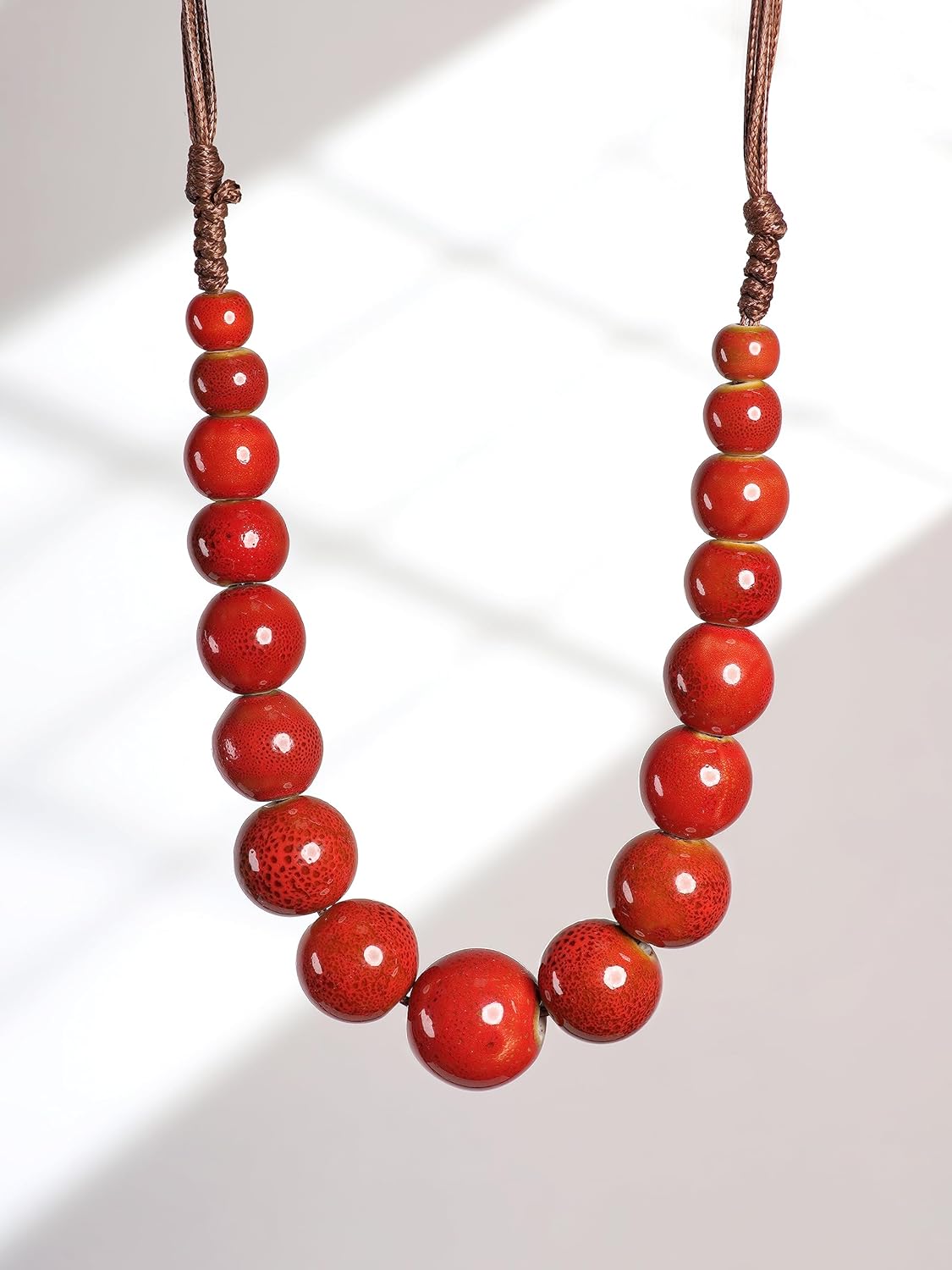 MINACHI Hippie Boho Colorful Ceramic Round Beads Strand Necklace, Bohemian Fashion Statement Jewelry Gift for Women - Image 2