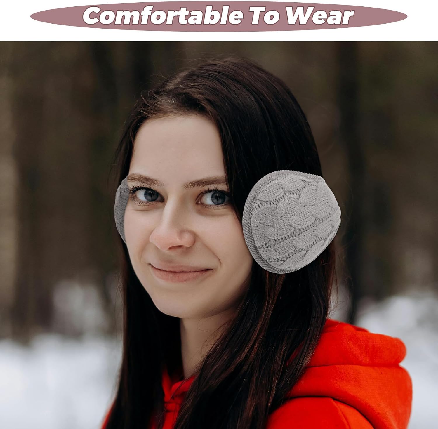 Foldable Knit Ear Muffs Winter Ear Warmers Thick Fleece-lined for Men and Women Cold Weather Outdoor Winter Accessory