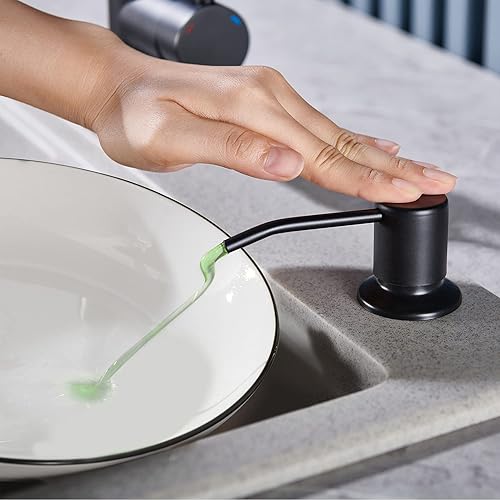 Miniatura 5 de Dispensador de jabón para fregadero de cocina negro mate, dispensador de loción para fregadero de cocina, dispensador de jabón para fregadero de