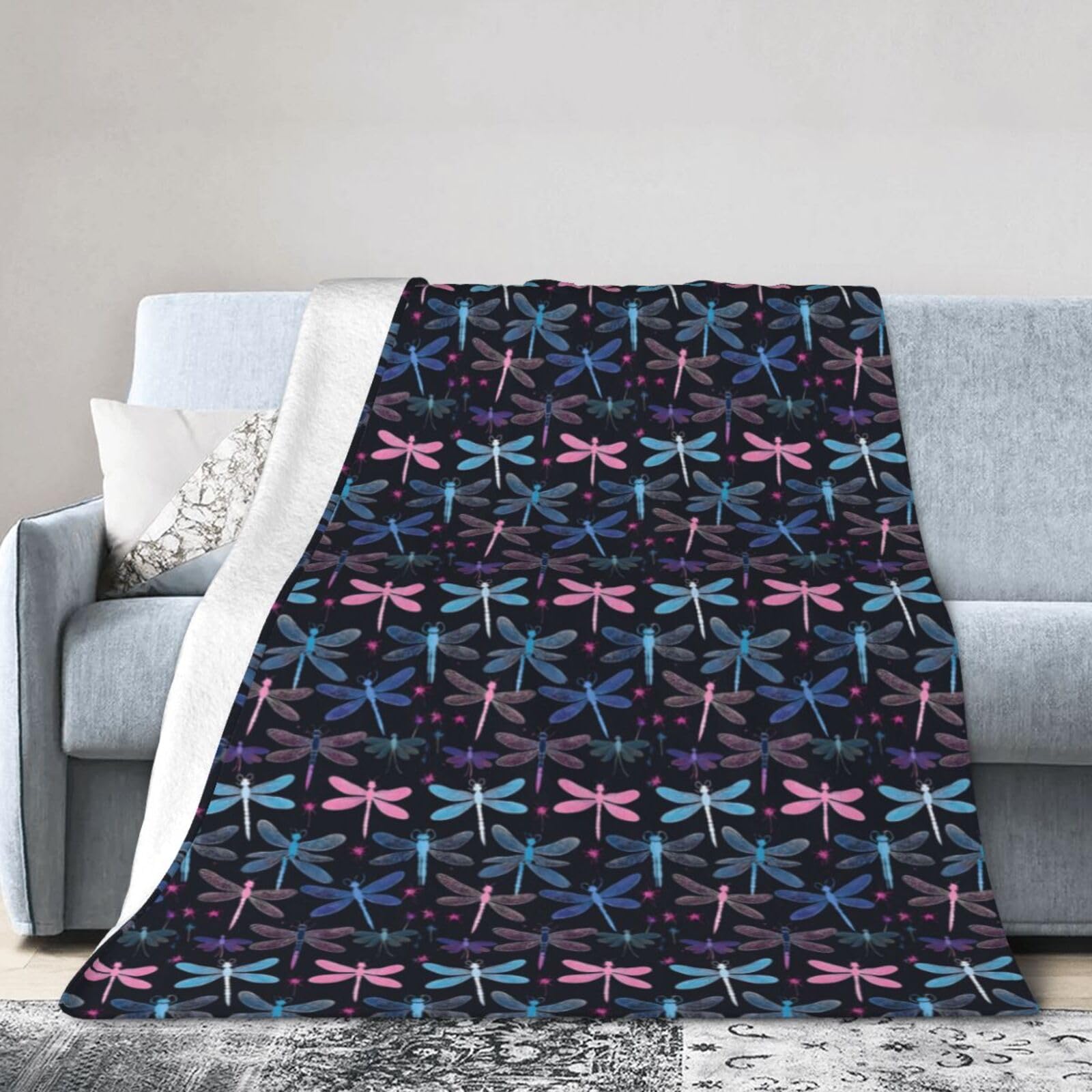 Couverture plaid violet libellule légère contre les frissons d'automne