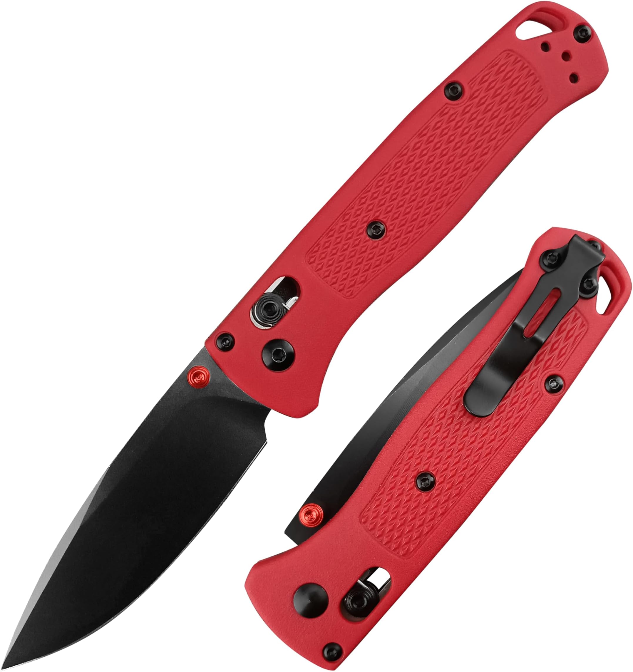 EDC Folding Pocket Knife，3.15'' 8Cr13Mov Steel Blade,Nylon Glass Fiber Handle with Belt Clip，Thumb Stud Manual Open，Gifts for Men Women. (black blade)