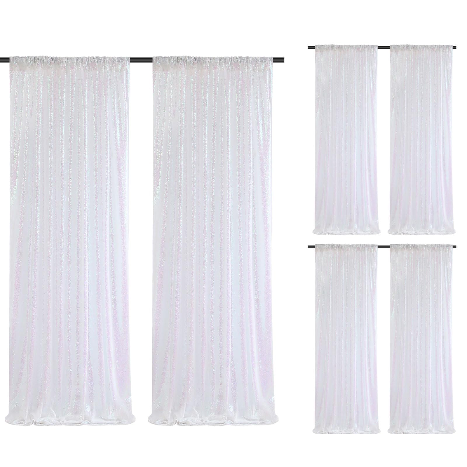 2 Pieces Gold Sequin Backdrop Curtain Panels Stage 2FTx8FT Party Wedding Background Drapes — view 8