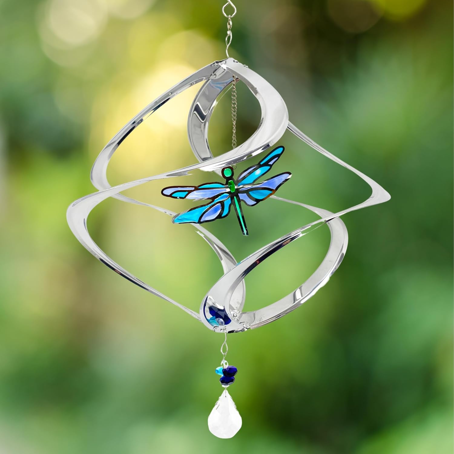 Red Carpet Studios The Original Helix Cosmix Spinner Stainless Steel and Crystal Geo,17.5 Inches, Dragonfly