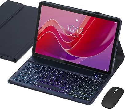 Keyboard Case for Lenovo Idea Tab 11" 2025 / Tab K11 Gen 2 TB-336FU/TB-336XU, Tab M11 11 Inch 2024 TB330FU/TB330XU, Backlit Wireless Keyboard with Bluetooth Mouse, Multi-Angle Stand Black