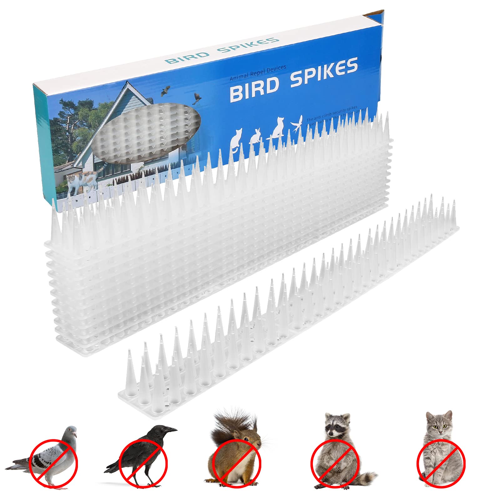 Xakay 12PCS Bird Spikes Plastic Anti Climb Fence Wall Spikes Cat Intruder Deterrent Repellent Outdoor Stab Pigeon Spikes Garden Security Bird Deterrent Spikes for Squirrel Pigeon