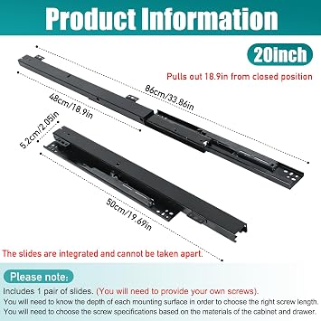Undermount Drawer Slide Bottom Mount Pull Out Shelf Rail Hardware Flat | Surface Sliding Drawer Glide Track Bracket For Frameless Kitchen Trash Cabinet Pull Out Shelf Pantry Tray Without Side Panel