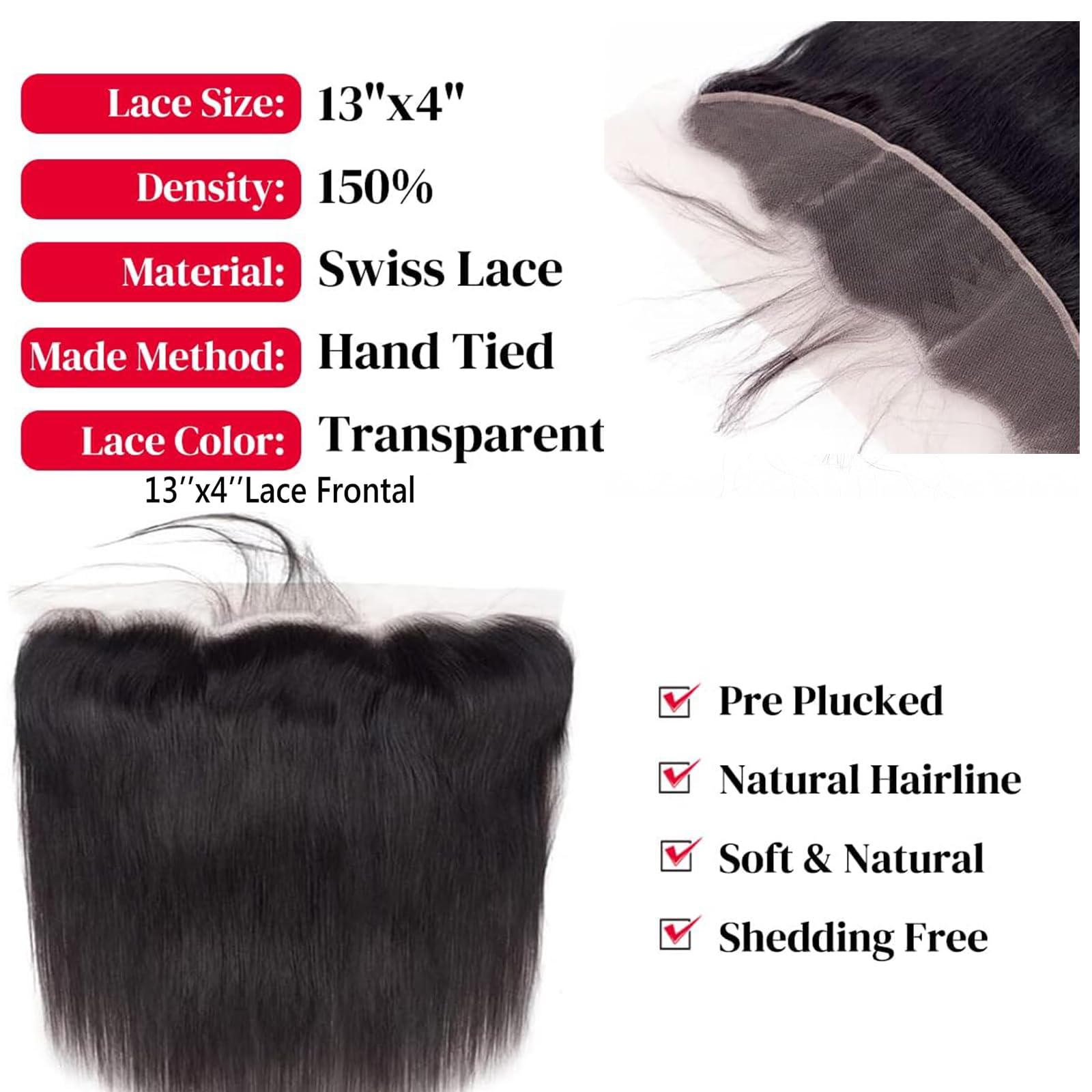 20 Inch 13x4 Lace Frontal Closure HD Lace Frontal Straight - Image 3