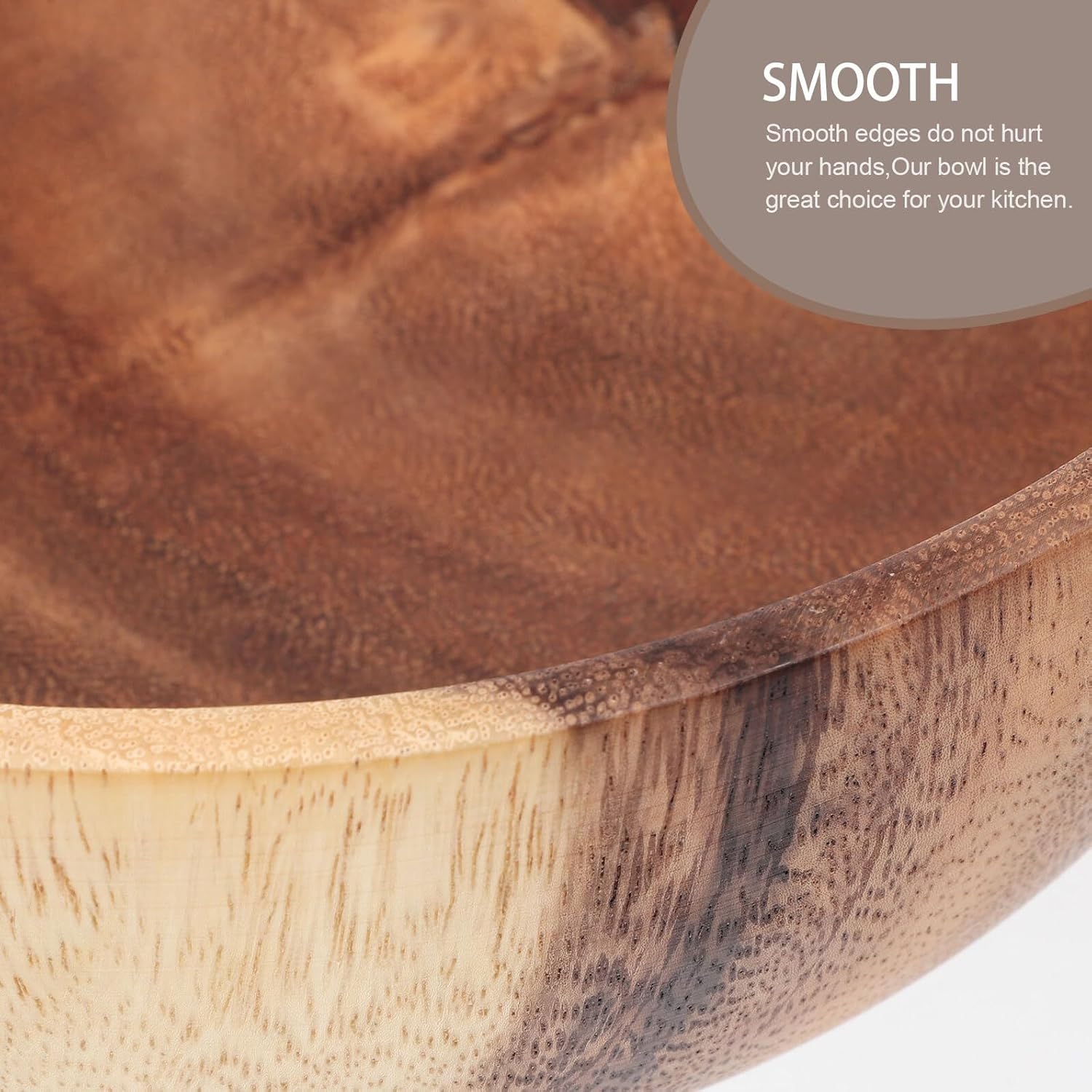 SAFIGLE Acacia Wood Salad Bowl Fruit Bowl 6.2x7.5 Inch Rustic Kitchen Accessory for Dining and Entertaining