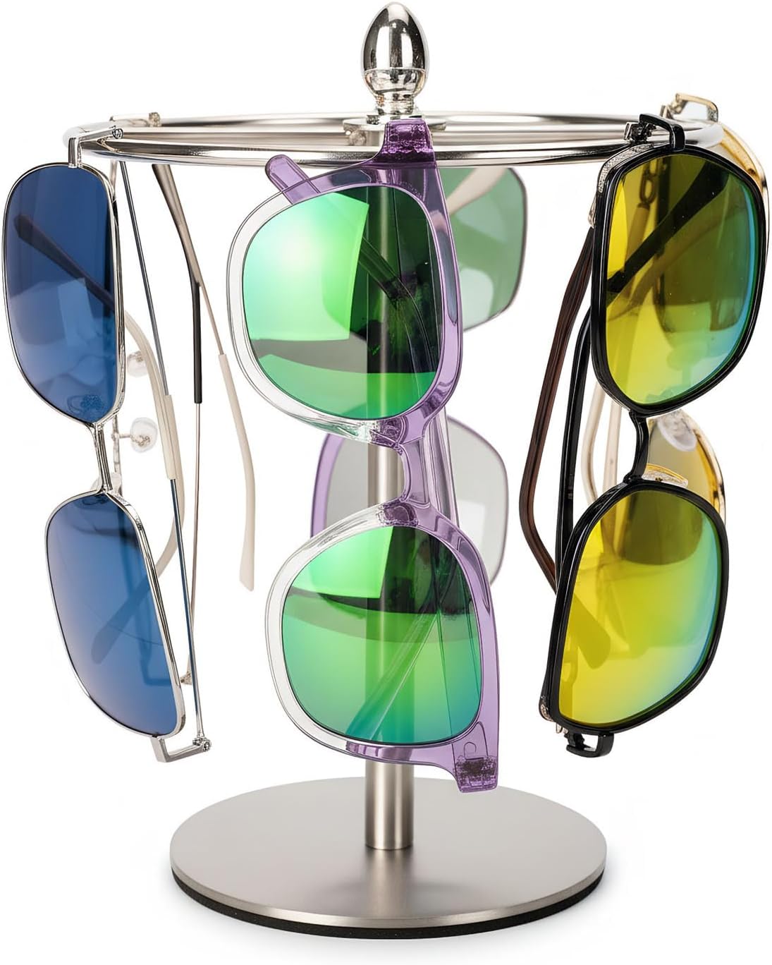 Sunglasses Holder Stand, Eyeglasses Display Rack Organizer for 12 Glasses - Brushed Nickel