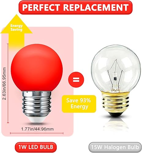 Miniatura 10 de Bombilla LED nocturna, bombillas LED pequeñas equivalentes a 15 W, base de tornillo mediana E26, para baño, tocador, porche, exteriores, paquete de