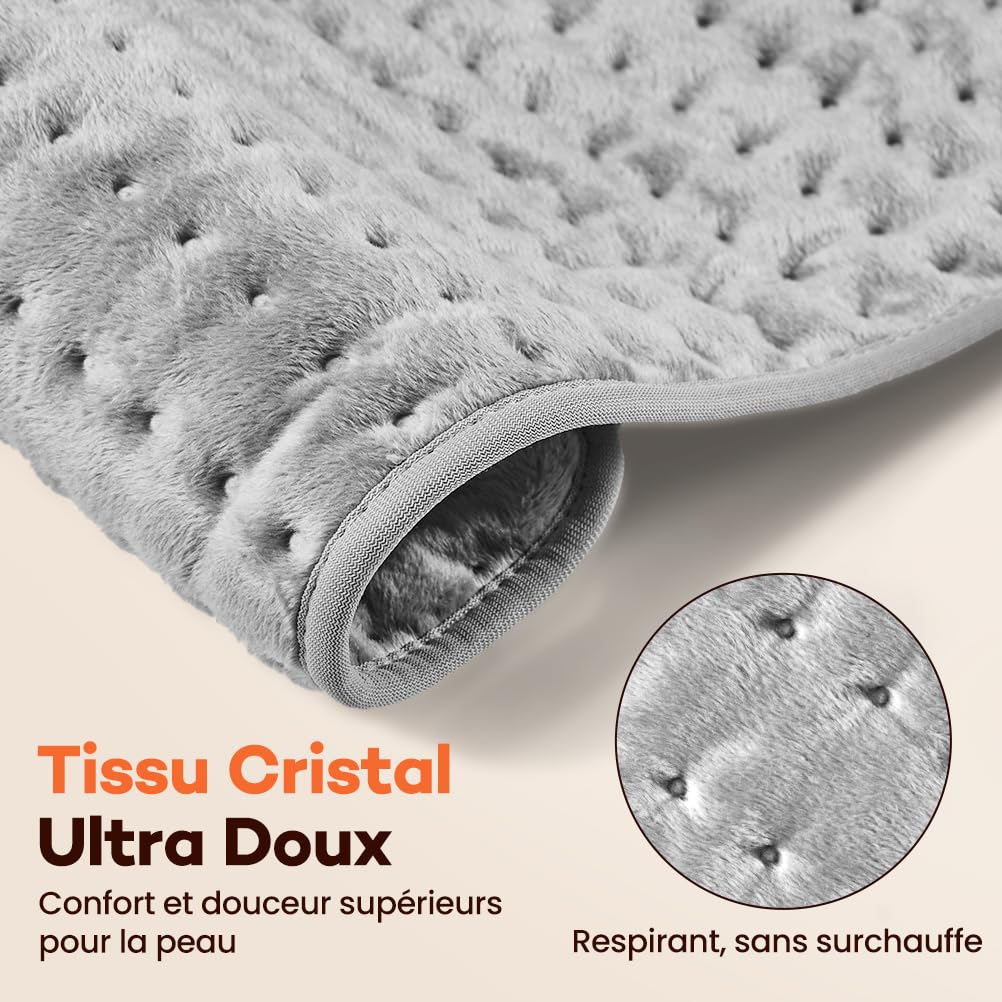 Ceinture Chauffante Lombaire avec Velcro Étendu et Élargi, 140x30cm Coussin Chauffante Électrique, 6 Températures & Minuterie 4H, Chauffage Rapide 15s, pour Dos, Ventre, Épaules - Lavable