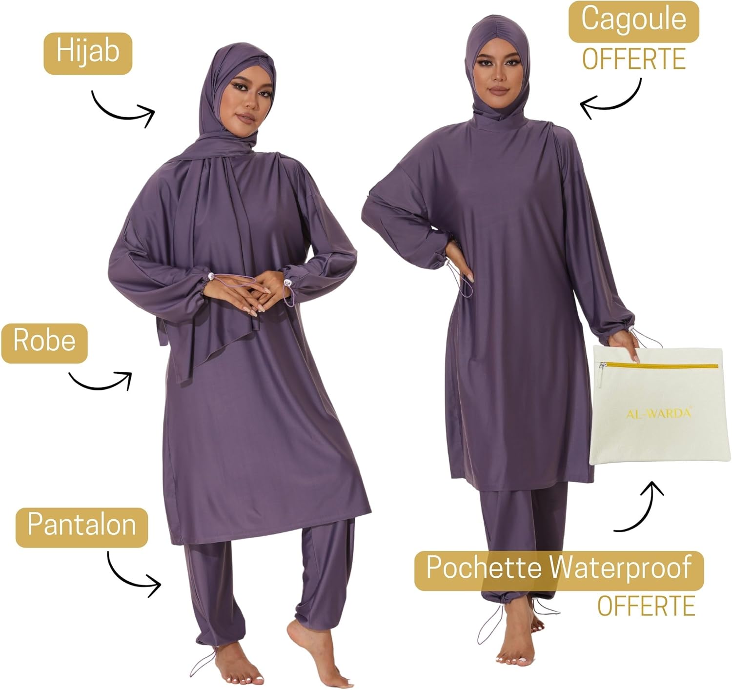 Burkini Damen Muslimische Bademode - Islamischer Badeanzug Mit Langarm Und Hose