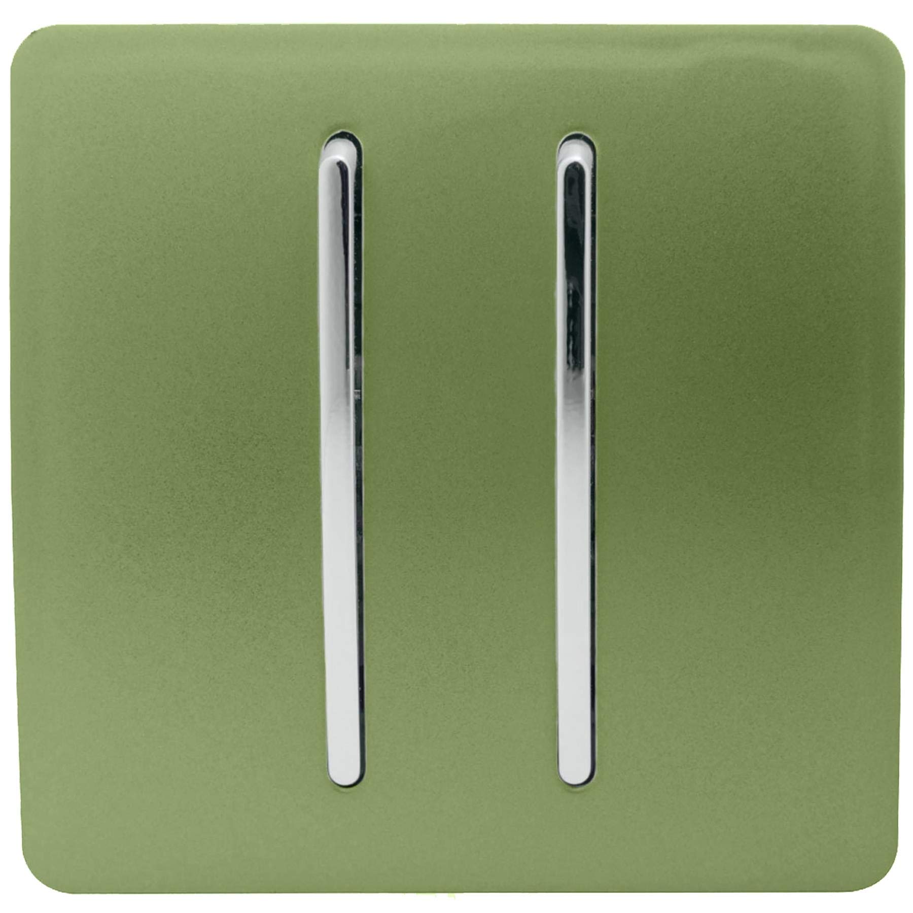 Trendi Switch Light/Green 2 Gang 1 Or 2 Way Rocker Switch In Moss