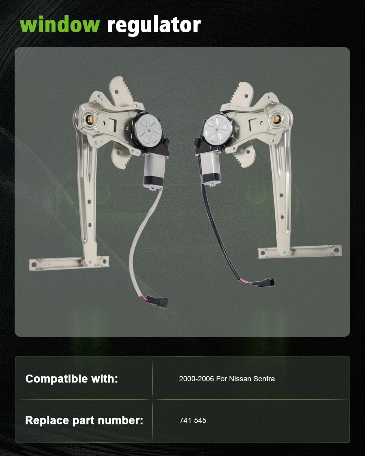 SCITOO Rear Left+Rear Right Power Window Regulator Replacement for 2000-2006 for Nissan Sentra 741-545