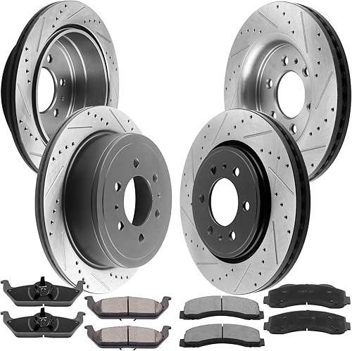 MotorbyMotor Rotores de freno delanteros y traseros de repuesto para Ford F-150 2010-2011 (solo modelos de 6 lengüetas) Kit de rotor de freno