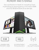 Vista 3 de HP Pavilion Computadora de escritorio para gaming, AMD Radeon RX 5500, procesador AMD Ryzen 3 5300G, 8 GB RAM, 512 GB SSD, Windows 11 Home, 9