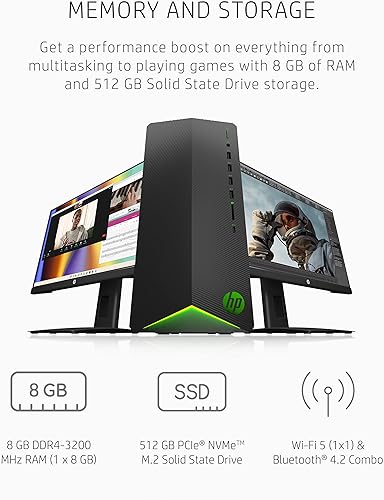 Miniatura 3 de HP Pavilion Computadora de escritorio para gaming, AMD Radeon RX 5500, procesador AMD Ryzen 3 5300G, 8 GB RAM, 512 GB SSD, Windows 11 Home, 9