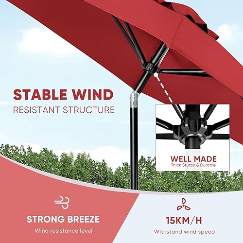 Miniatura 5 de Tempera Patio Market Outdoor Table Umbrella with Push Button Tilt and Crank,Large Sun Umbrella with Sturdy Pole&Fade resistant canopy,Easy to set