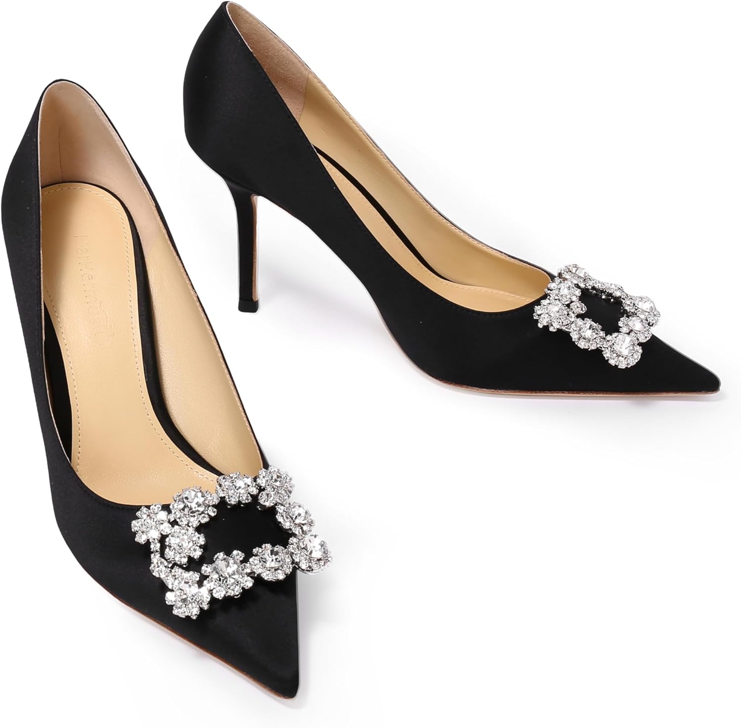 Women's Pumps Wedding Heels for Bride Stiletto Rhinestone Genuine Leather Wedding Shoes for Women - Image 3
