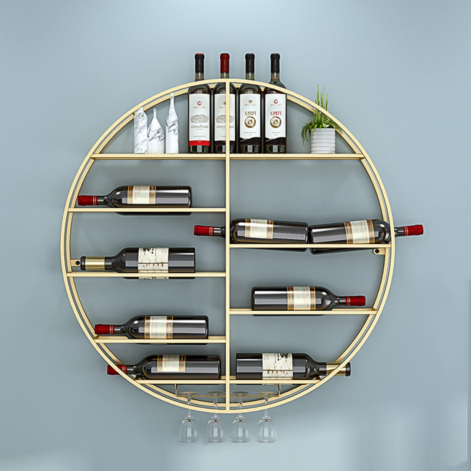 Étagère à vin murale en or pour créer un coin bar lounge chez soi