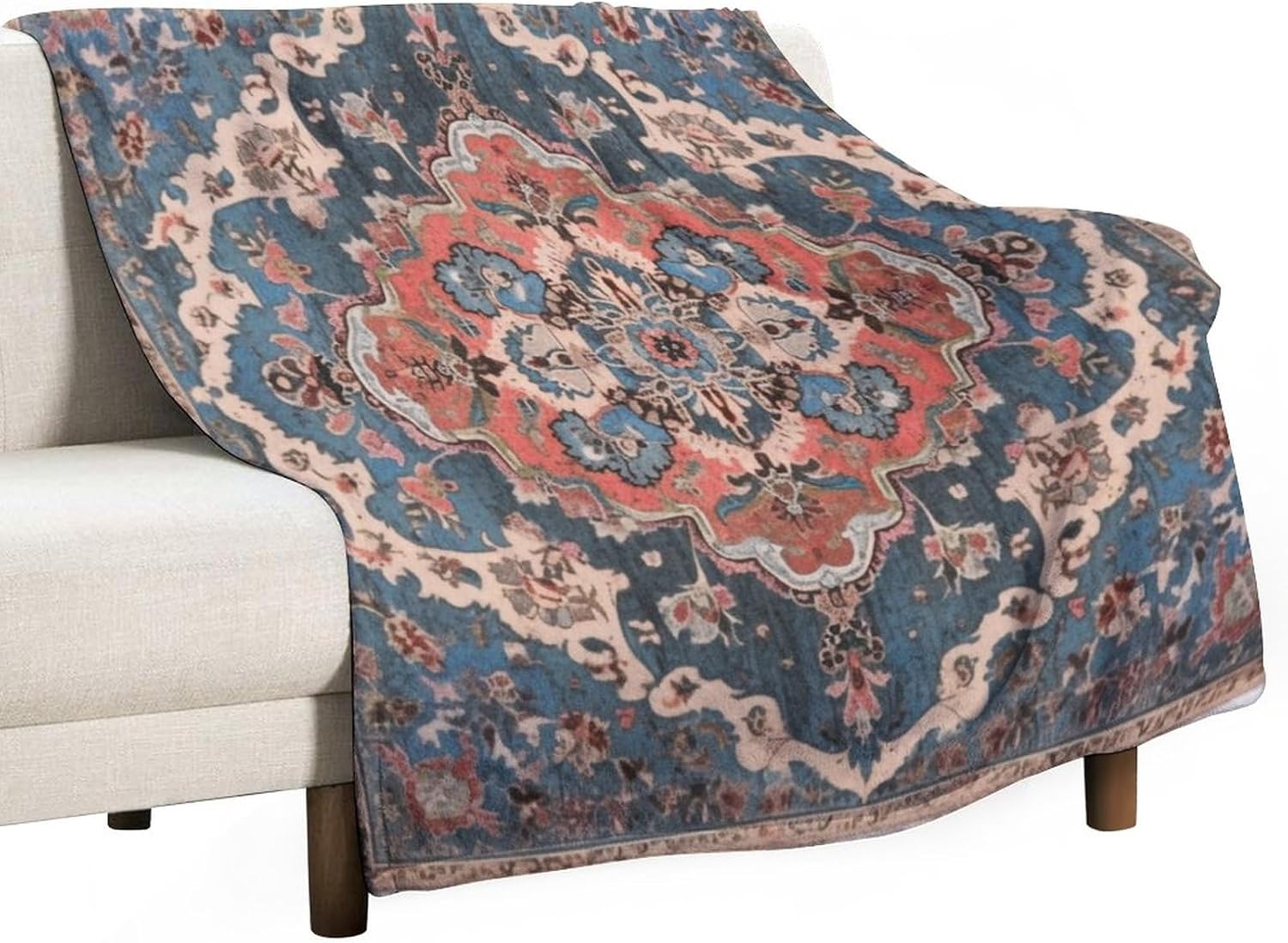 Manta oriental turca antigua azul y rosa, colorida manta de 70 x 80 pulgadas, ligera, súper suave y acogedora, manta de cama de lujo de microfibra
