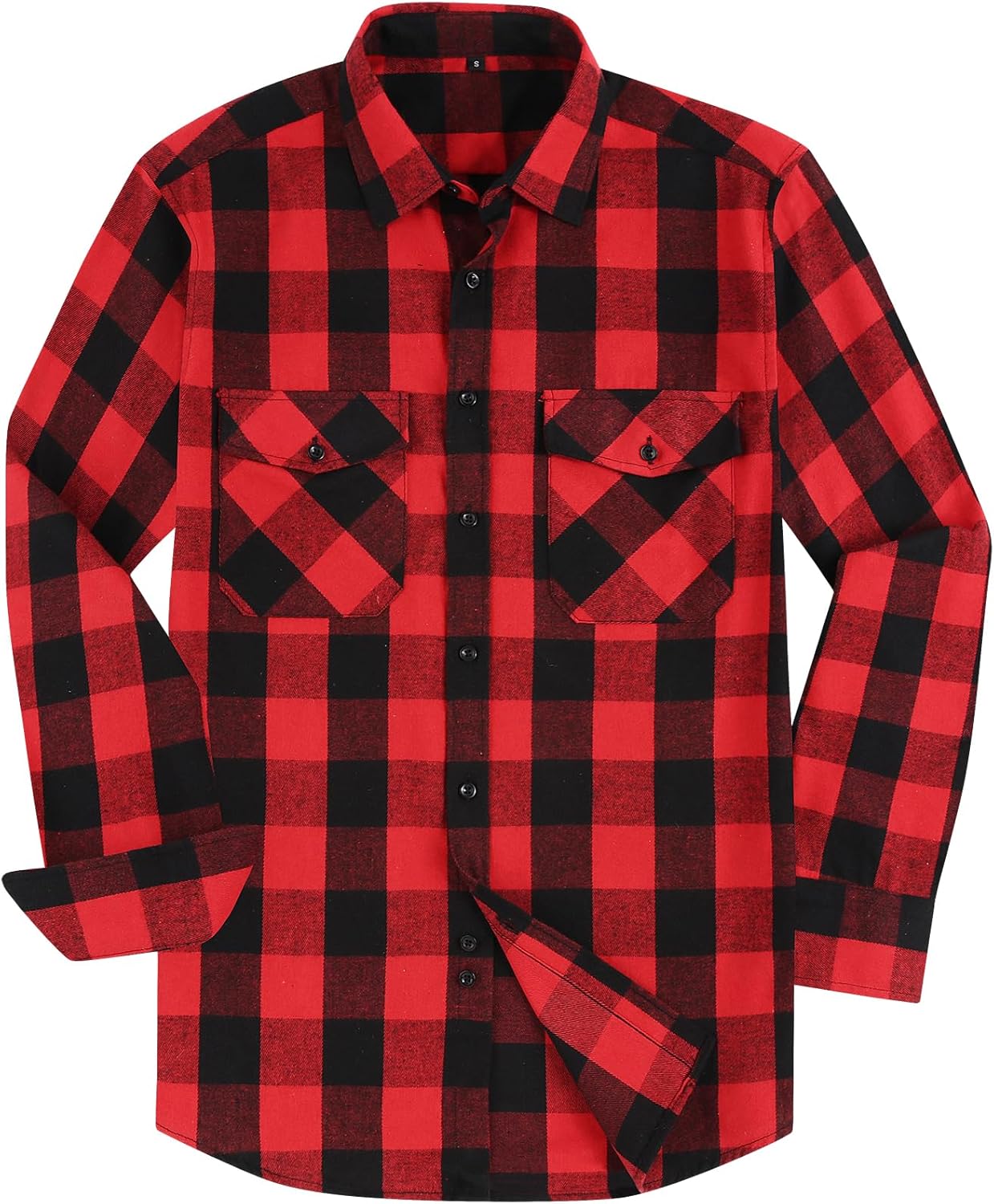 DANLCUPL Mens Button Down Shirts Fitted Long Sleeve Casual Buffalo Plaid Checkered Flannel Shirt