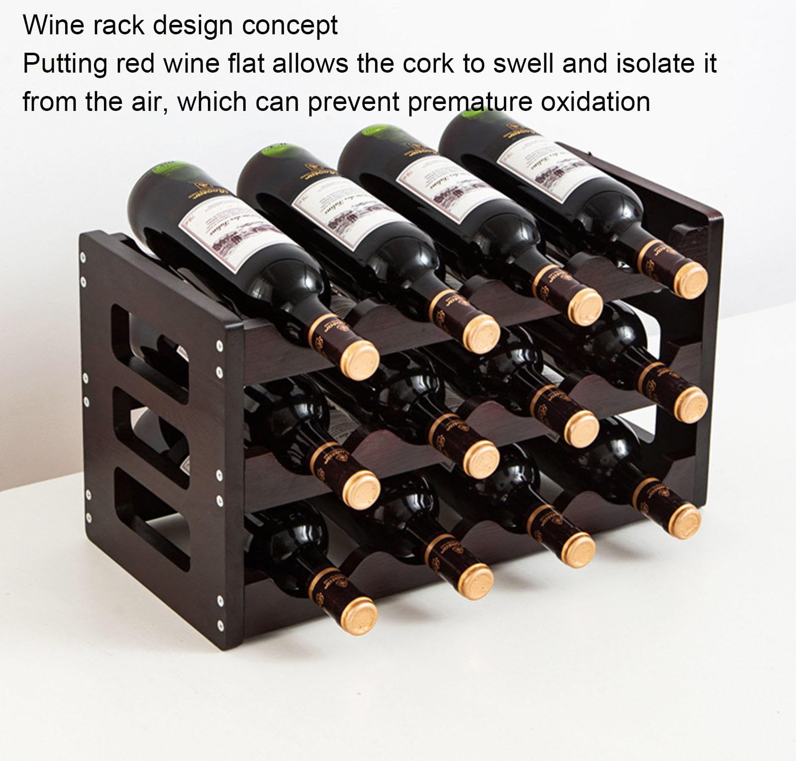 Casier à vin en bois – Étagère de rangement de comptoir de 1 à 3 niveaux