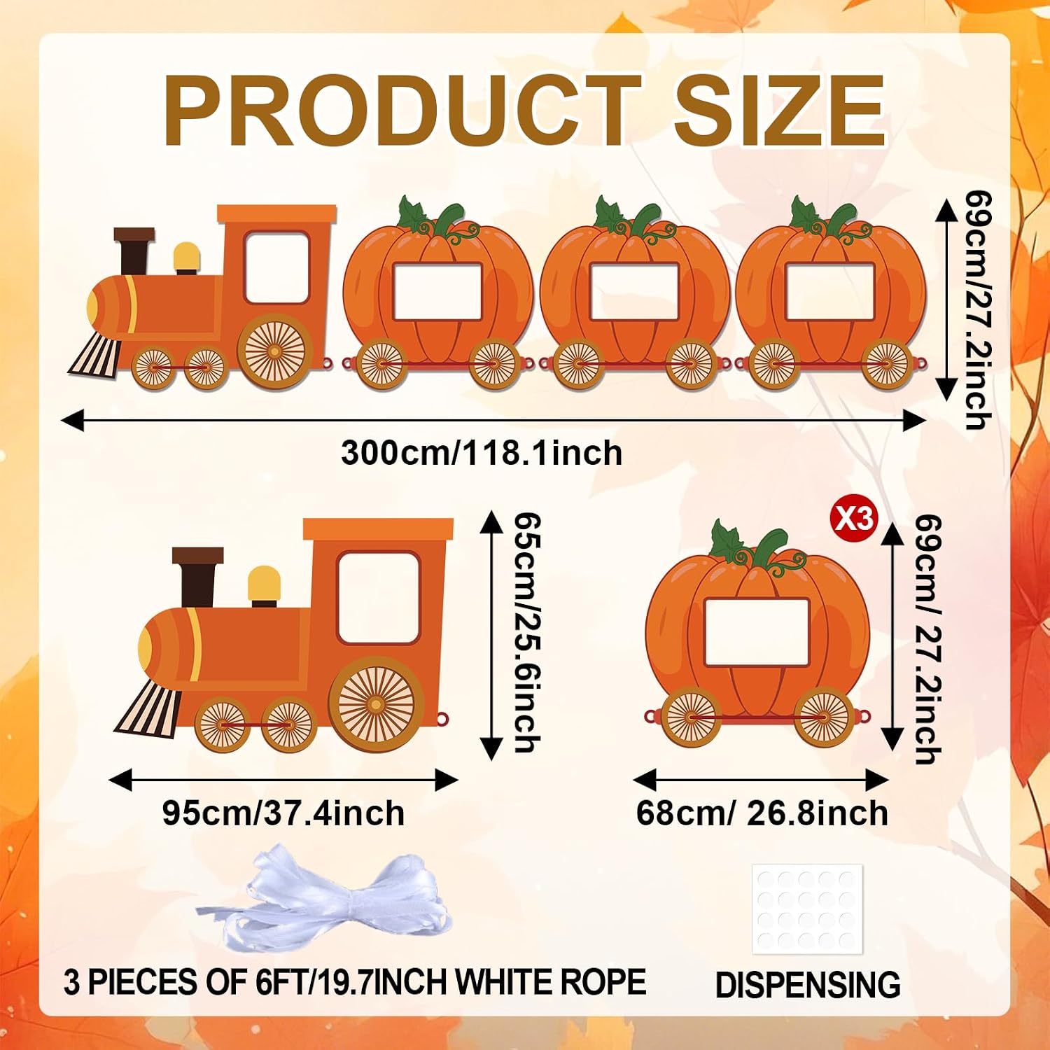 Fall Thanksgiving Photo Prop Selfie Frame Party Decor Large Pumpkin Patch Photography Background Backdrop Banner Pumpkin Train Shaped Face Photo Booth Prop for Autumn Harvest Party Decoration Favors