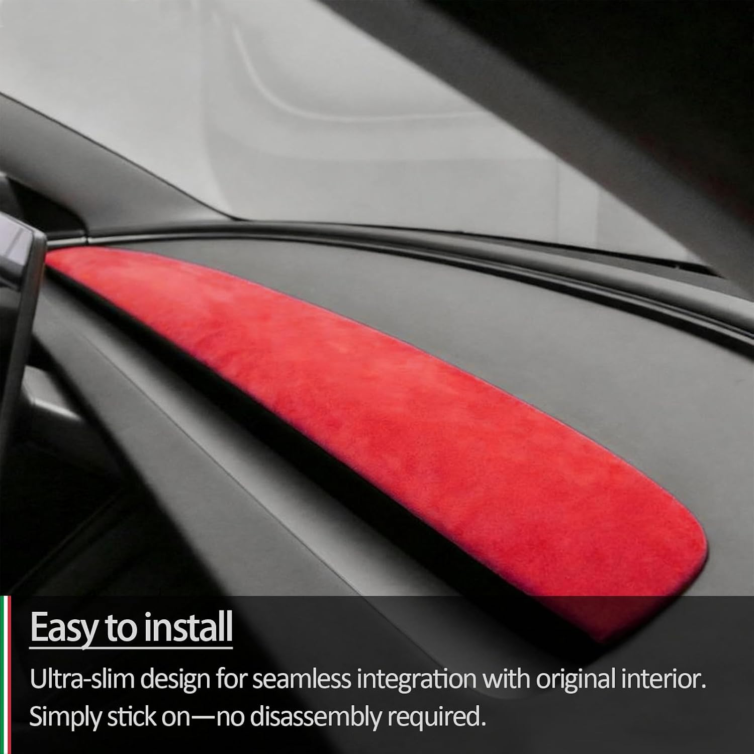GZXinWei Dashboard Climate Vent Trim for Alcantara Tesla New Model 3 2024-2026 New Model Y 2025-2026 Red Italian Suede Interior Upgrade Cover Sticker Sporty Scratch-Resistant Accessory