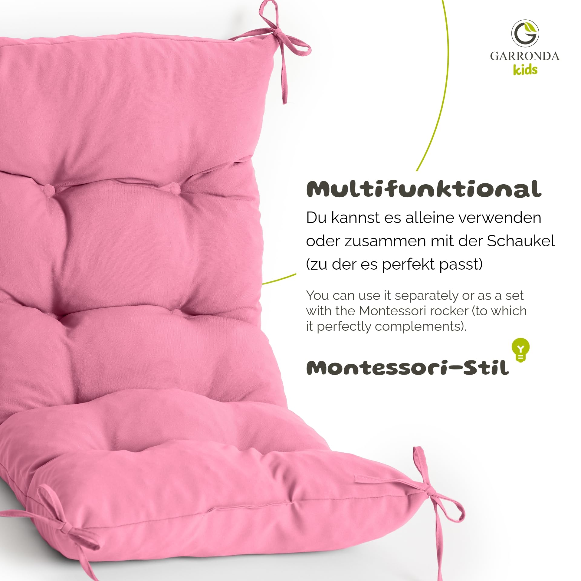 Garronda Kissen für Kletterbogen Montessori Spielzeug ab 1 Jahr GD-0063 (Rosa Kissen für Kletterbogen)