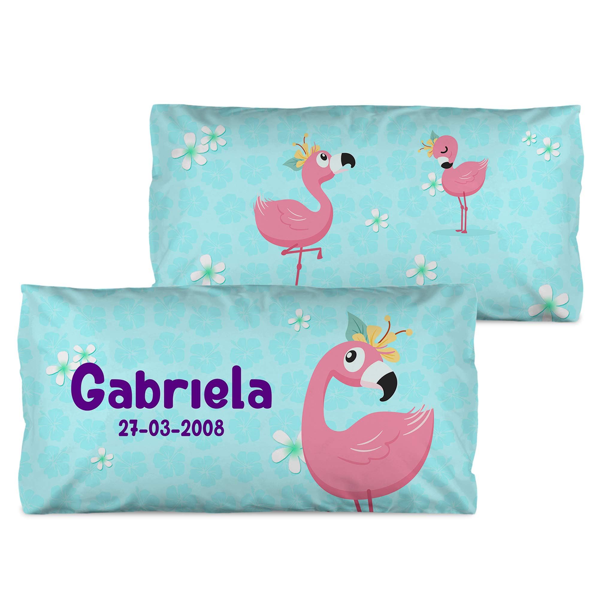 LolaPix Flamingo Kopfkissen Personalisiert mit Name. Geschenke für Kinder. Füllung enthalten. Verschiedene Designs zur Auswahl. Verschiedene Größen zur Auswahl. Flamingo