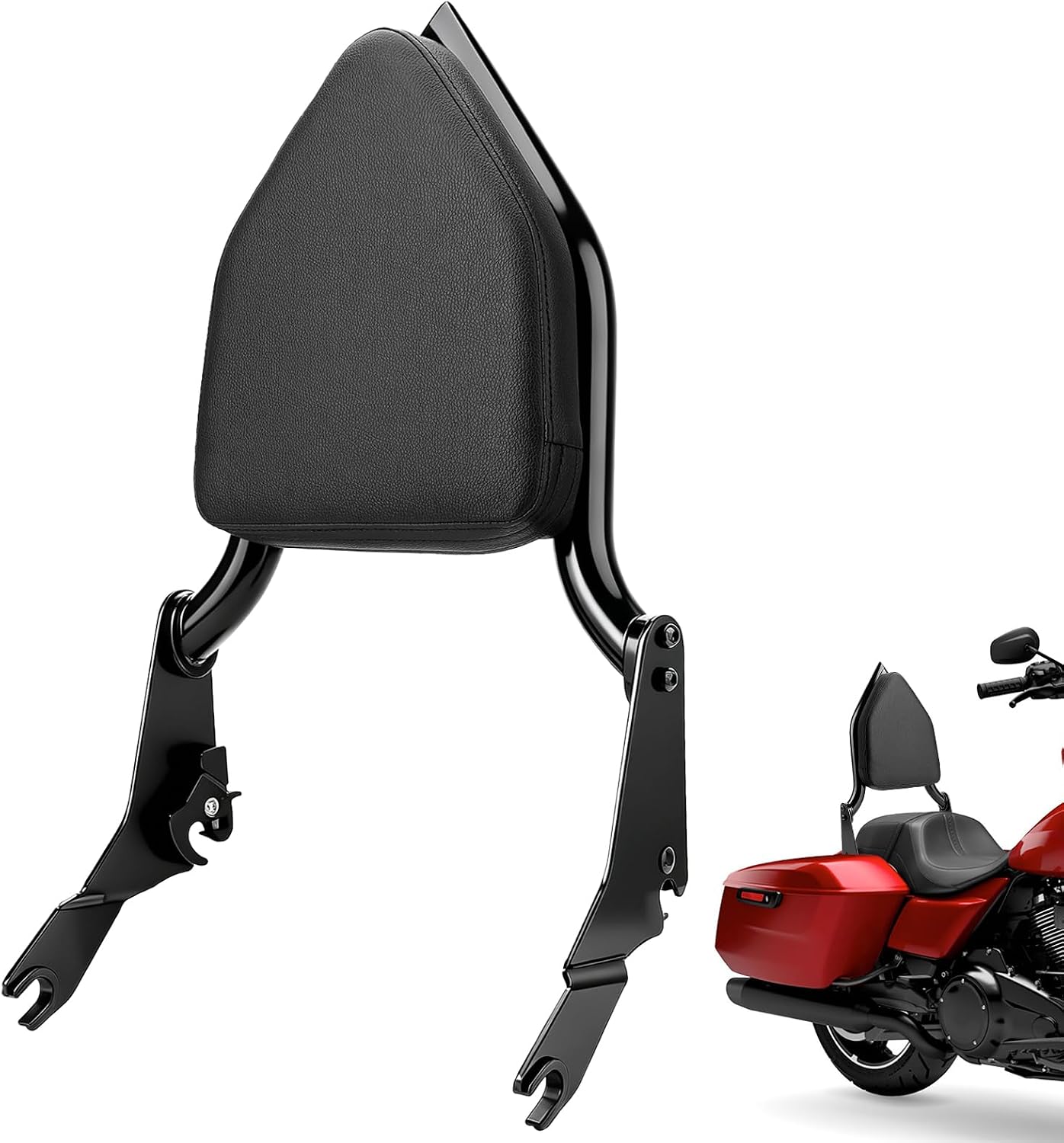 Sissy Bar Backrest Detachable Passenger Backrest Pad Compatible for Harley Davidson Touring Electra Glide, Road King, Road Glide, Street Glide, Ultra Limited 2009-2025 (Black)