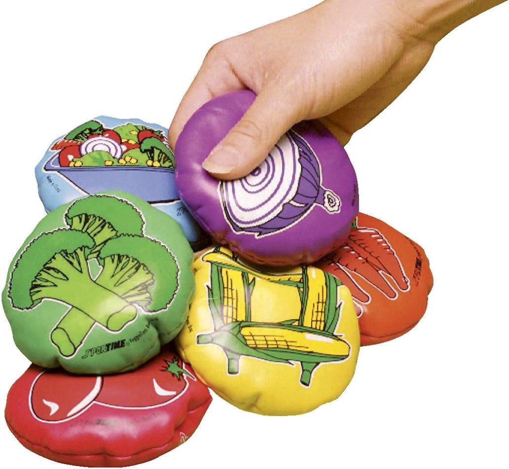 Speech Bin Veggie Toss Round Multilingual Beanbags - 3 inches - Set of Six