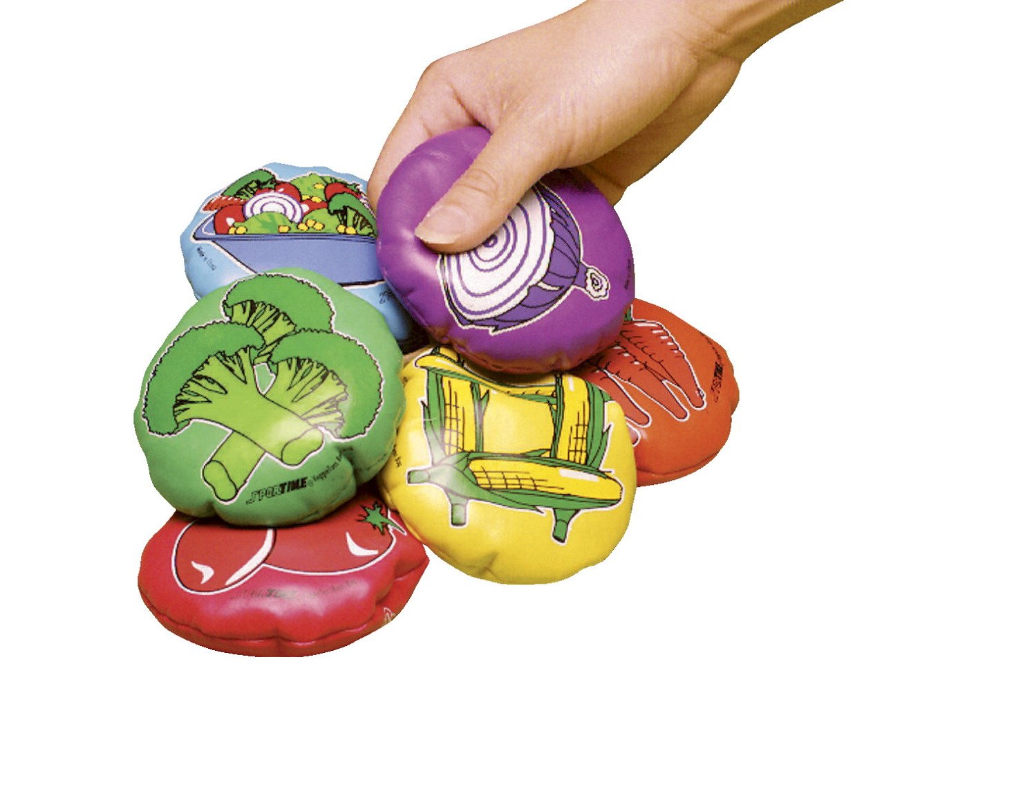 Speech Bin Veggie Toss Round Multilingual Beanbags - 3 inches - Set of Six
