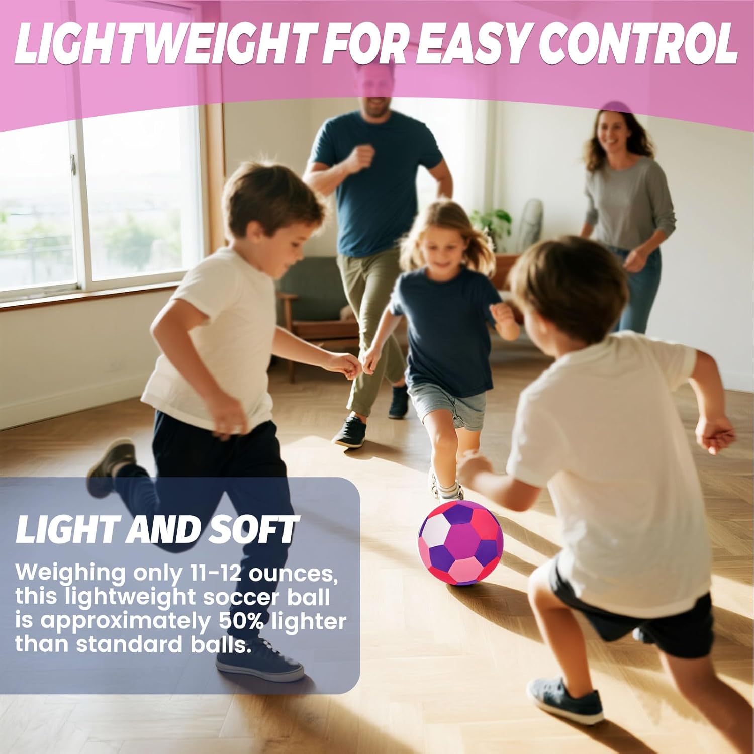 Soft Fabric Indoor Size 4 Soccer Ball, Kids Youth Training Practice Ball, Lightweight Cloth Soccer Ball for Toddlers, Beginners, Living Room Bedroom Play - Image 3