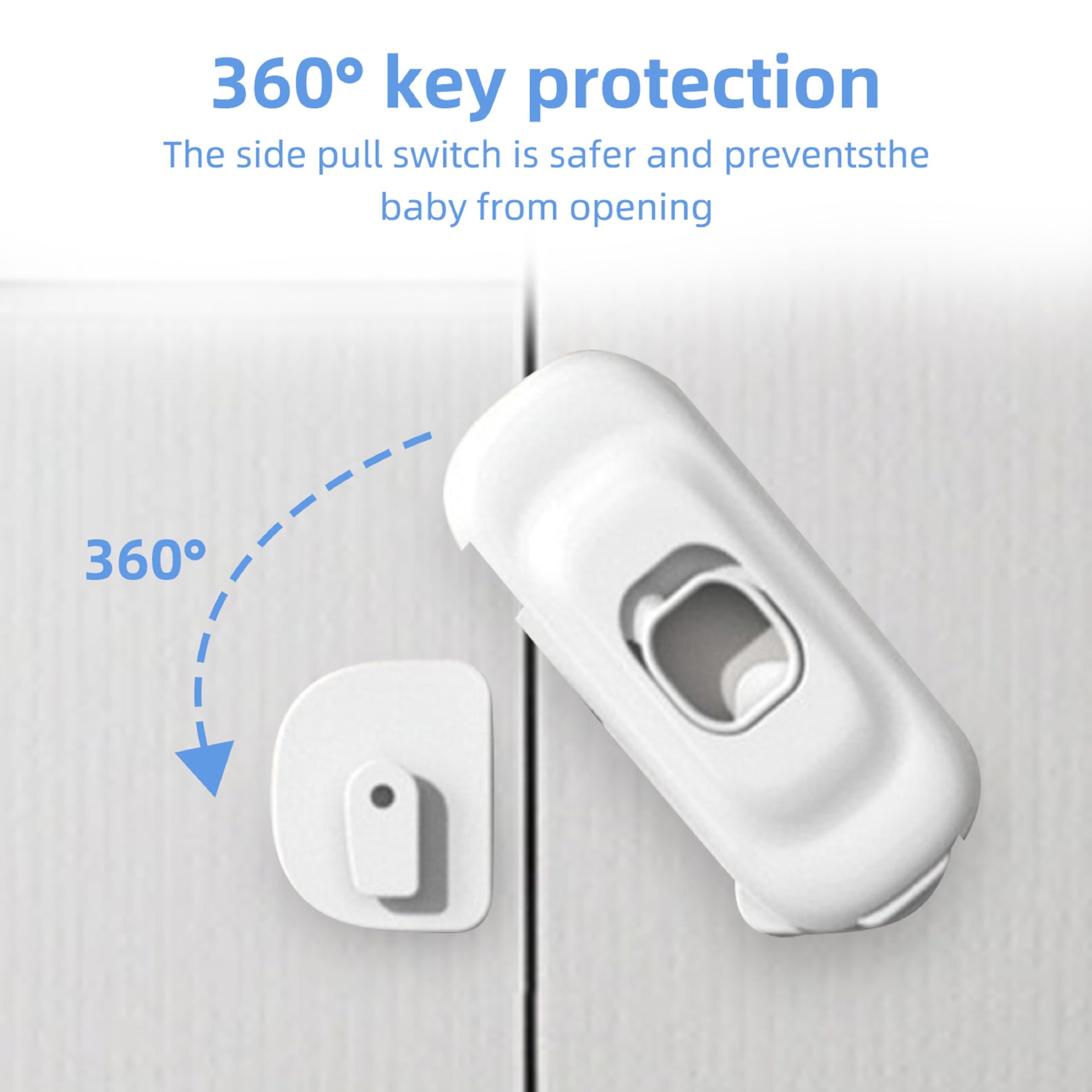 Paquete de 2 cerraduras de seguridad para refrigerador a prueba de niños, con cierres autoadhesivos protectores para nevera, cajones, lavavajillas, horno, armario, no necesita herramientas (blanco)