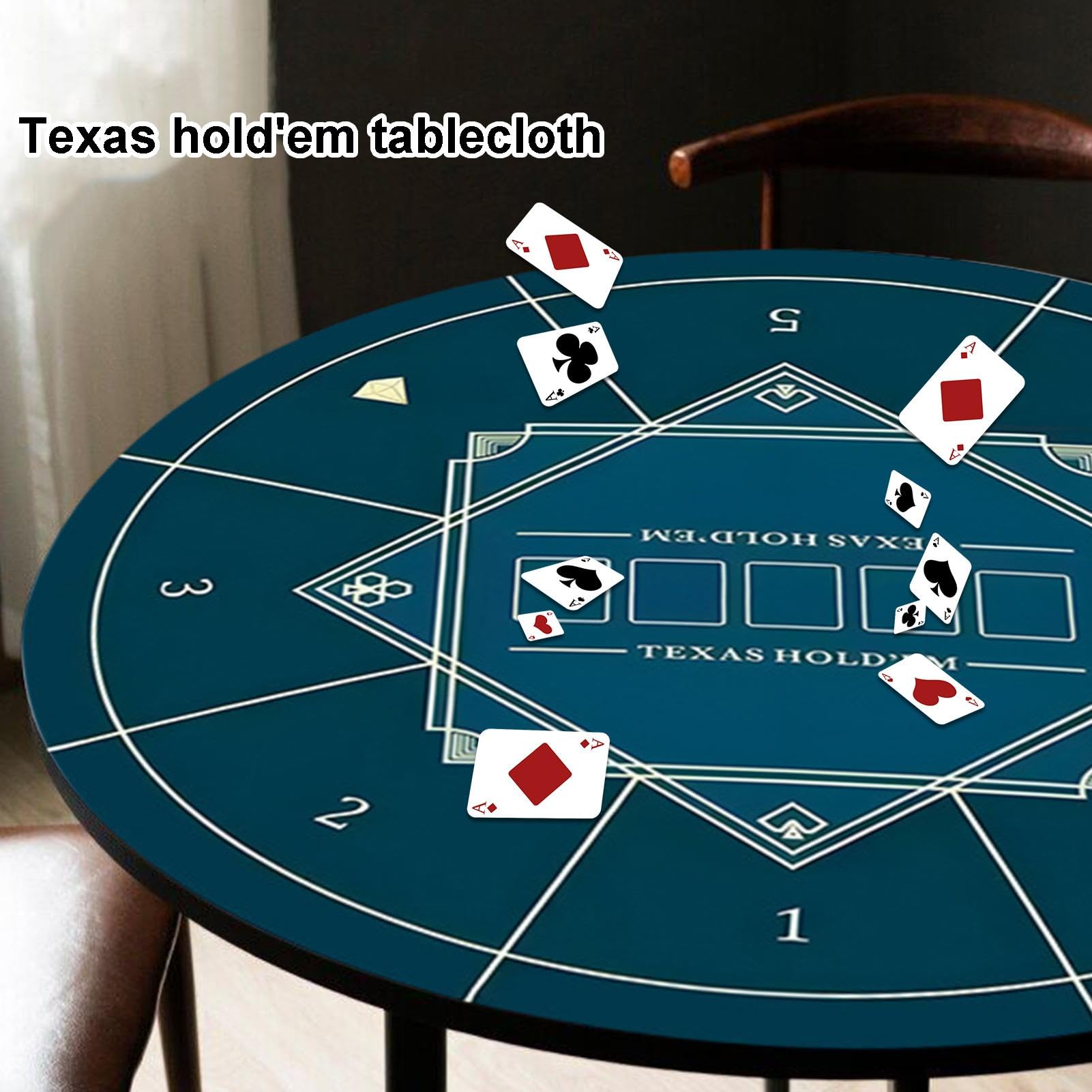 Tapis de Poker Texas Hold'em, Tapis de Table de Poker - Tapis de Table de Poker Rond Texas Holdem Blackjack - Tapis de Poker Texas Hold'em résistant à l'eau, Portable et antidérapant pour