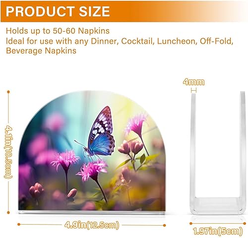 Miniatura 3 de Napkin Holder Butterfly Flowers Napkin Holders for Tables, Clear Acrylic Napkin Holders Cocktail Napkin Holder for Kitchen Restaurant Bar Home Decor
