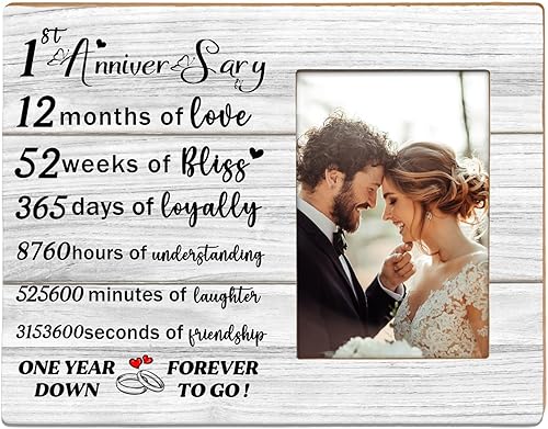 Marco de fotos para el primer aniversario, regalos para el primer aniversario de la pareja, regalos de matrimonio de aniversario para él, ella,