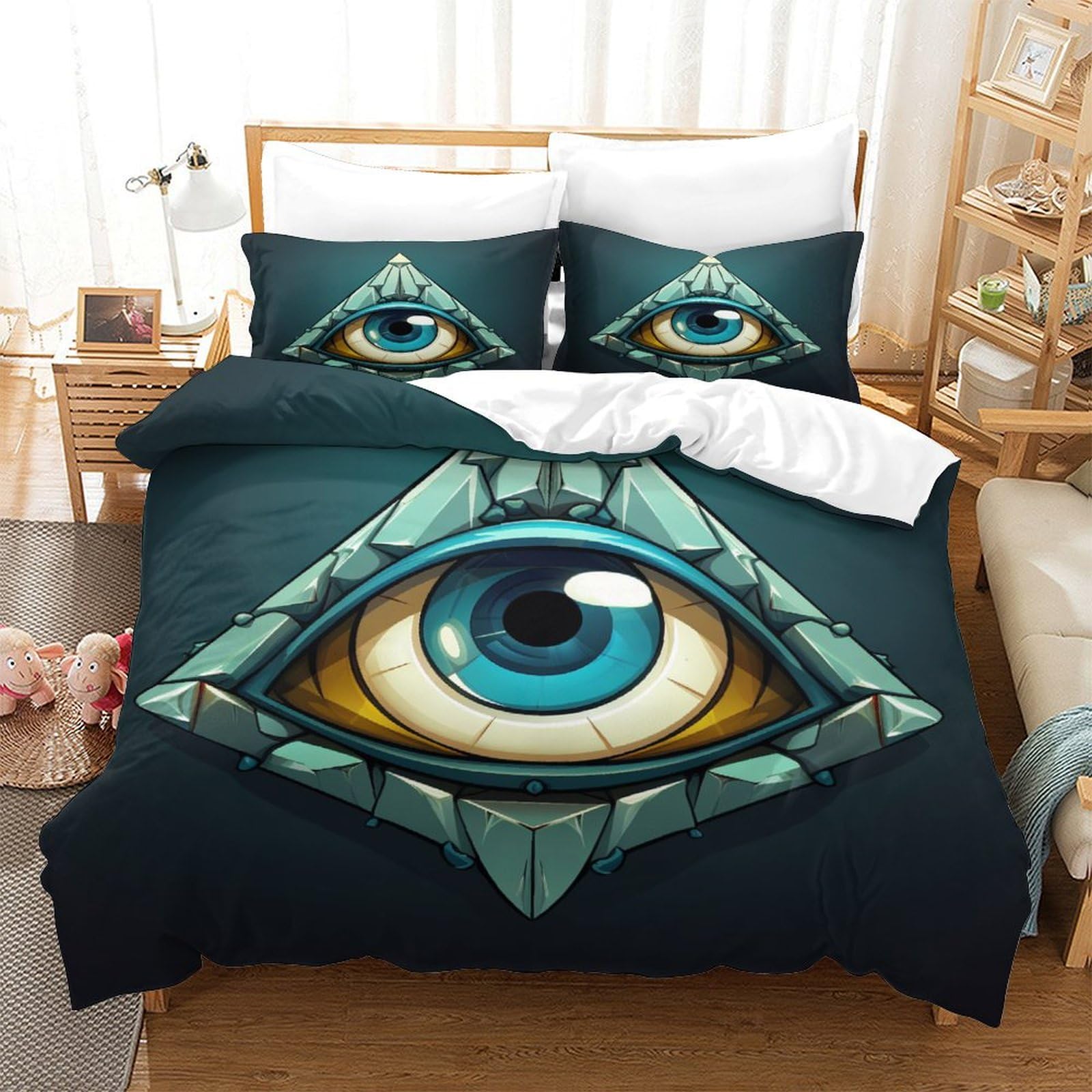 P1S9U7W5Y 3D Printed Mystical Eye Microfiber 3pcs Duvet Cover Set Artistic Bedding Set Double