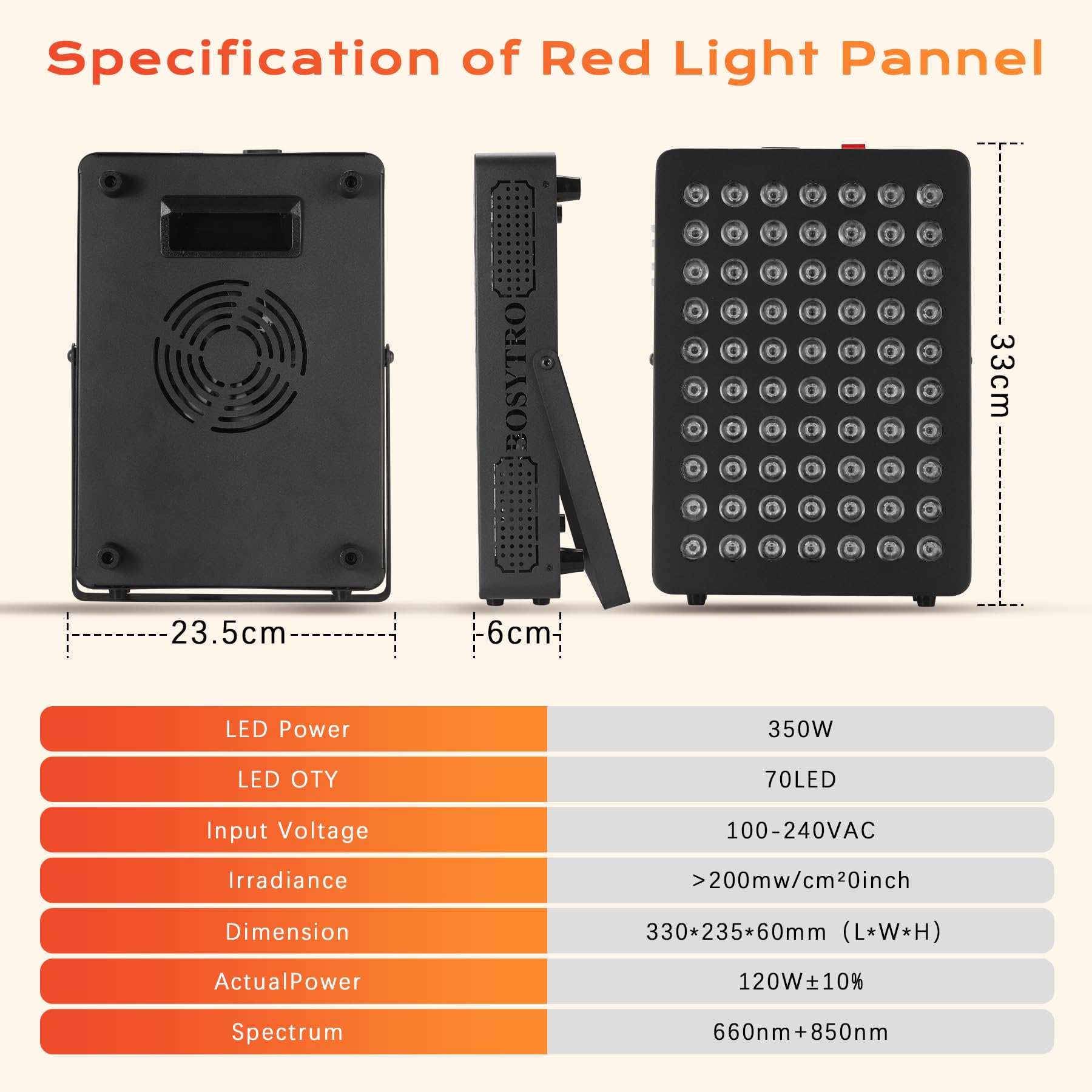 Luz Roja, Lámpara Infrarroja 660nm & 850nm, Lampara Luz Roja 120W Doble Chip 70 LEDs, con Temporizador y Soporte Ajustable, Red Light Therapy para Cara Y Cuerpo