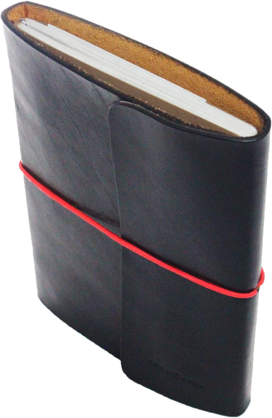 Tora Tora Handcrafted Full Grain Leather Refillable Notebook, Journal & Sketchbook - Tree & Acid Free Banana Paper Refills - 80 Blank Pages 5.5'' x 8'' (Black)