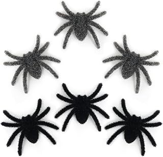Halloween Spider Decoration Fake Spider Hairy Plastic Spider for Halloween Carnival Decorations Scary Joke Prank Props (Black + Gray,6 Pack)